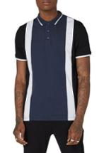 Men's Topman Panel Cotton Polo - Blue