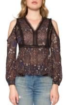Women's Willow & Clay Print Cold Shoulder Top - Black