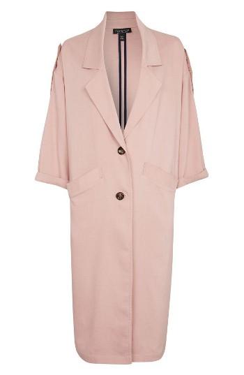 Women's Topshop Duster Coat Us (fits Like 0-2) - Pink