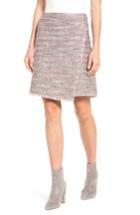 Women's Halogen Fringe Tweed Faux Wrap Skirt