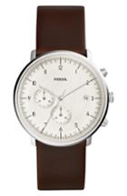 Men's Fossil Chase Timer Chronograph Leather Strap Watch, 42mm