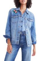 Women's Madewell Embroidered Denim Jacket, Size - Blue