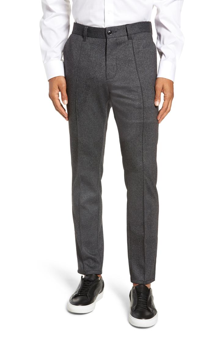 Men's W.r.k Herringbone Prospect Slim Fit Trousers - Grey
