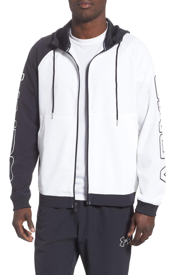 Men's Under Armour Baseline Hooded Jacket, Size - White