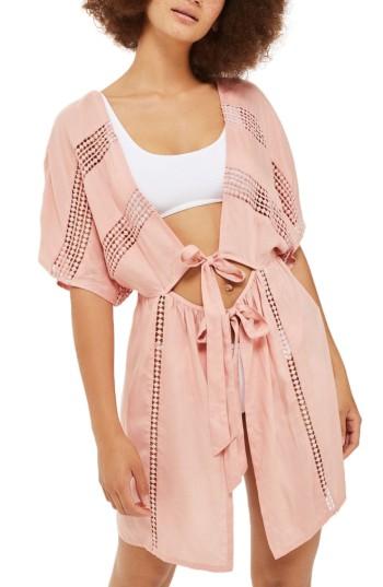 Women's Topshop Crochet Inset Cover-up Caftan - Pink