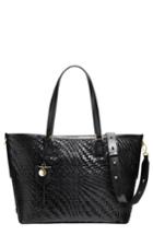 Cole Haan Genevieve Key Item Woven Leather Tote - Black