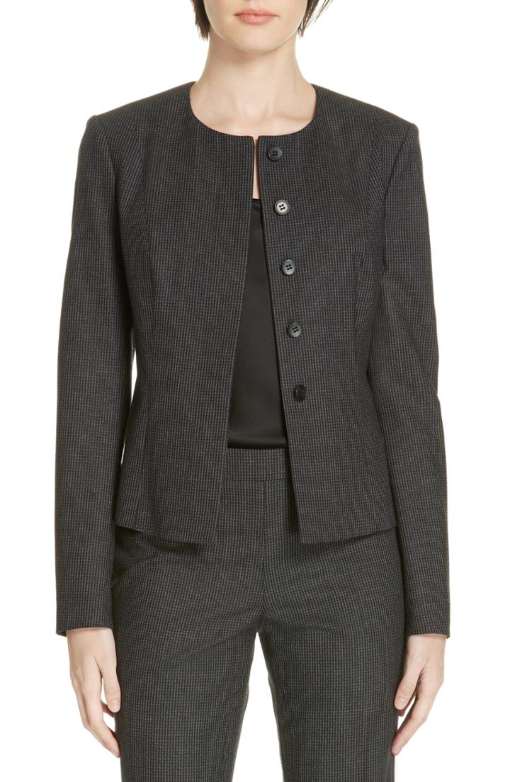 Women's Boss Kemio Textured Jersey Suit Jacket - Black