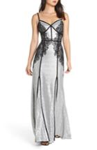 Women's Tadashi Shoji Sleeveless Sequin & Lace Gown - Metallic