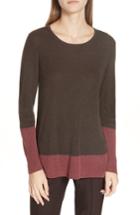 Women's Eileen Fisher Colorblock Tencel Lyocell & Silk Sweater - Brown
