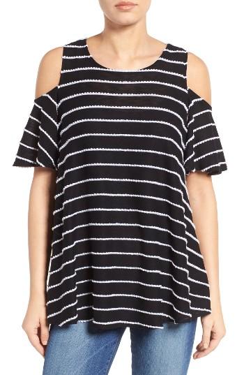 Women's Bobeau Textured Cold Shoulder Top - White