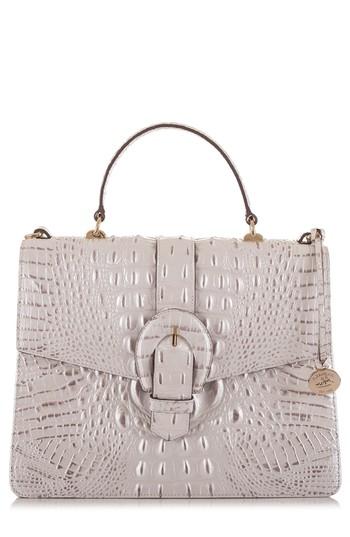 Brahmin Melbourne Gabriella Embossed Leather Satchel - White