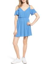 Women's Lush Surplice Cold Shoulder Dress - Blue