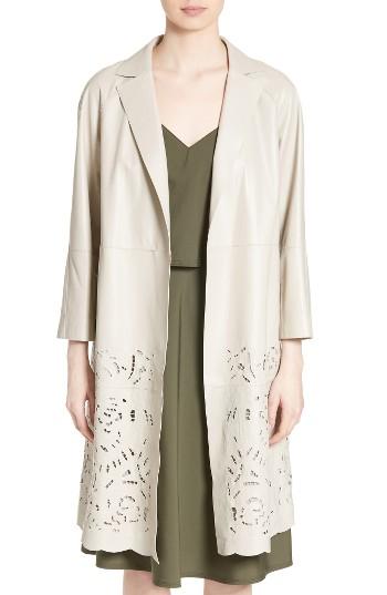 Women's Lafayette 148 New York Delcy Embroidered Leather Topper