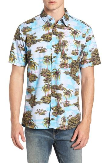 Men's Hurley Garage Palm Tree Woven Shirt - Blue