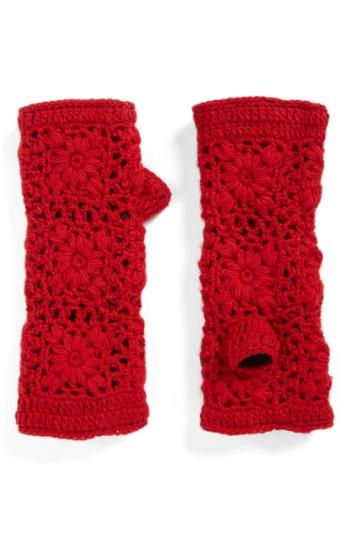 Women's Nirvanna Designs Crochet Handwarmers, Size - Red