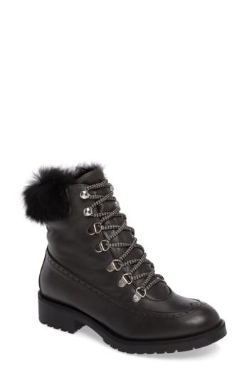 Women's Charles David Rugby Genuine Rabbit Fur Lace-up Boot Eu - Grey