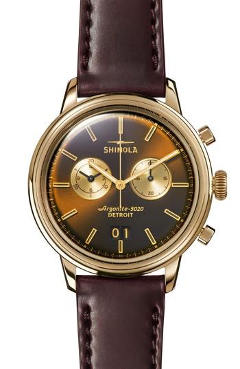 Women's Shinola Bedrock Chronograph Leather Strap Watch, 42mm