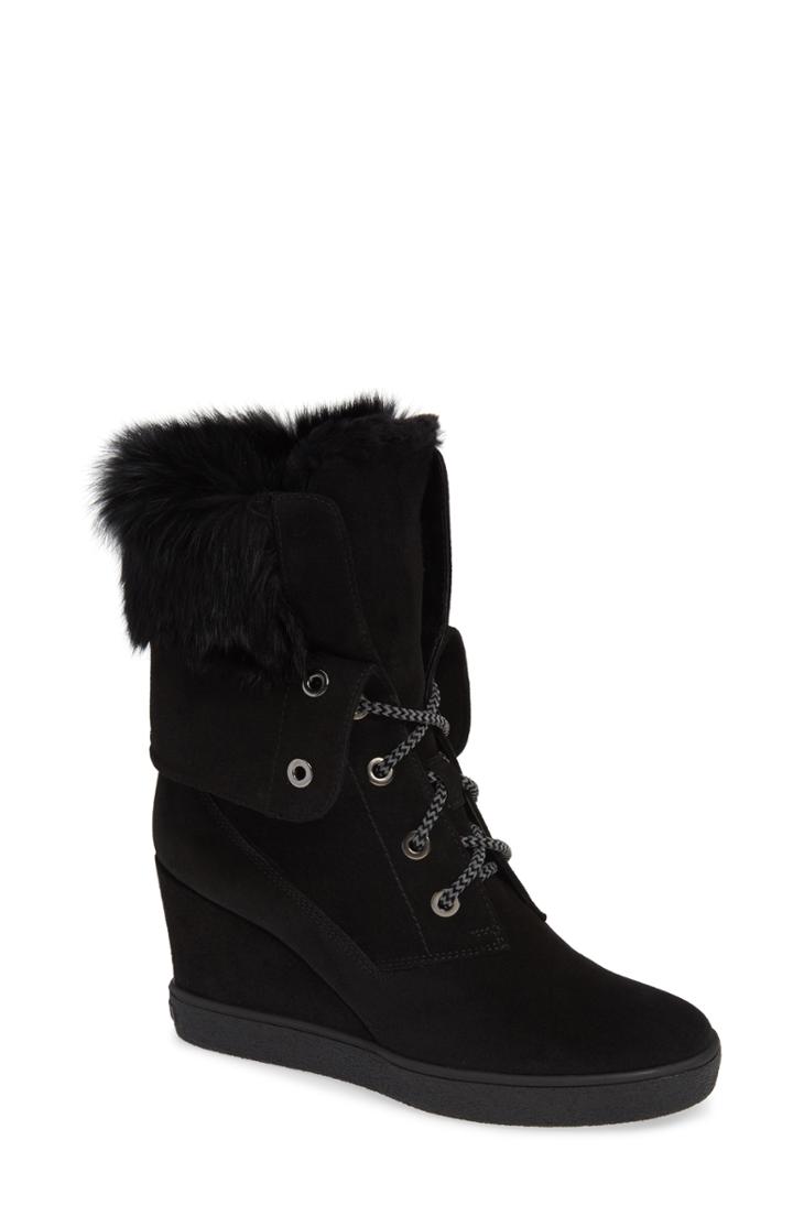 Women's Aquatalia Cordelia Genuine Rabbit Fur Weather Resistant Boot M - Black