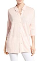 Women's Eileen Fisher Classic Collar Linen Jersey Tunic, Size - Coral