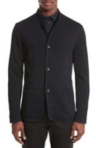 Men's Armani Collezioni Jacquard Button Front Sweater - Blue