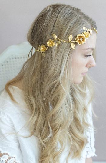 Twigs & Honey Climbing Rose Vine & Leaf Headpiece, Size - Metallic