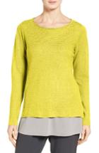 Women's Eileen Fisher Bateau Neck Organic Linen Sweater - Yellow