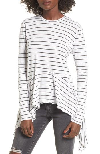 Women's Bp. Cotton & Modal Sharkbite Hem Tee, Size - White