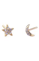 Women's Kris Nations Pave Star & Moon Stud Earrings
