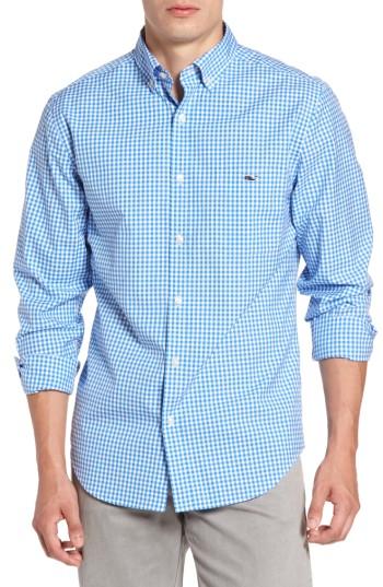 Men's Vineyard Vines Seafloor Tucker Gingham Sport Shirt - Blue