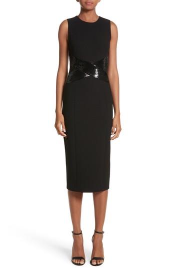 Women's Michael Kors Sequined Stretch Boucle Crepe Sheath - Black
