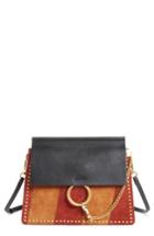 Chloe Faye Studded Suede & Leather Shoulder Bag -