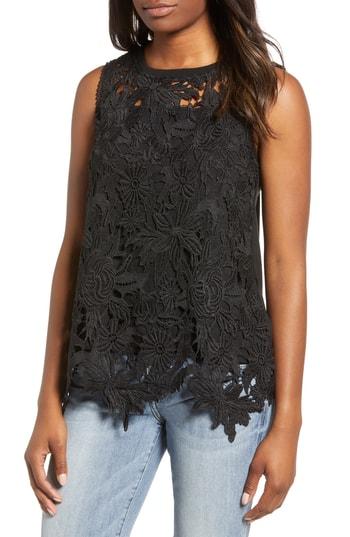 Women's Everleigh Lace Front Sleeveless Top - Black