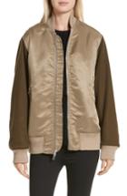 Women's Rag & Bone Elle Mixed Media Bomber Jacket, Size - Green