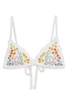 Women's Topshop Ditsy Embroidered Triangle Bikini Top Us (fits Like 0) - Ivory