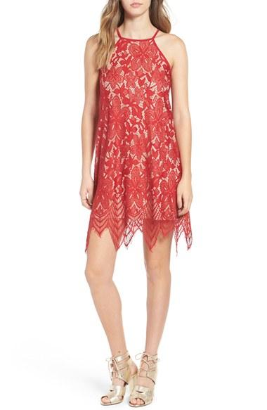 Women's Love, Fire Lace Shift Dress - Red