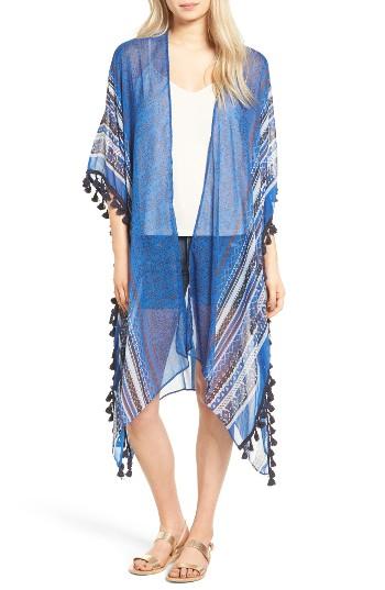 Women's Accessory Street Geo Print Tassel Wrap, Size - Blue