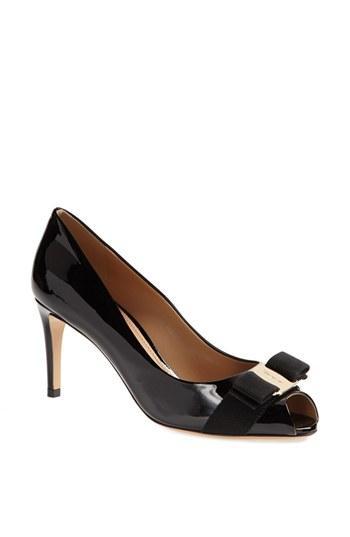 Salvatore Ferragamo 'pola' Bow Pump Nero Patent
