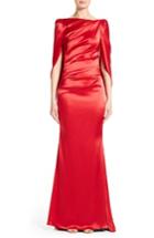 Women's Talbot Runhof Drape Sleeve Satin Crepe Trumpet Gown