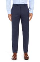 Men's Zanella Curtis Flat Front Stretch Wool Blend Trousers - Blue
