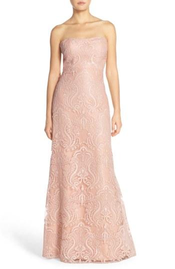 Women's Jenny Yoo Sadie Sequin Lace Strapless A-line Gown
