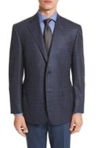 Men's Canali Classic Fit Check Wool Sport Coat Us / 50 Eu R - Blue