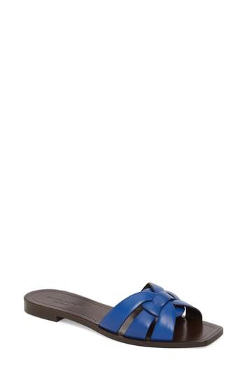 Women's Saint Laurent Tribute Slide Sandal .5us / 39.5eu - Blue
