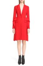 Women's Givenchy Wool Crepe Cutaway Ruffle Coat Us / 36 Fr - Red