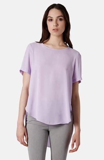 Topshop Split Side High/low Top Lilac