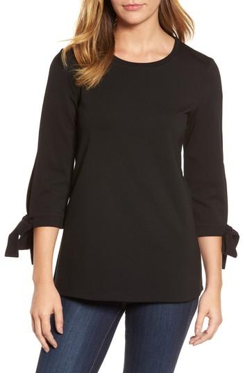 Women's Halogen Ponte Tie Sleeve Tunic - Black
