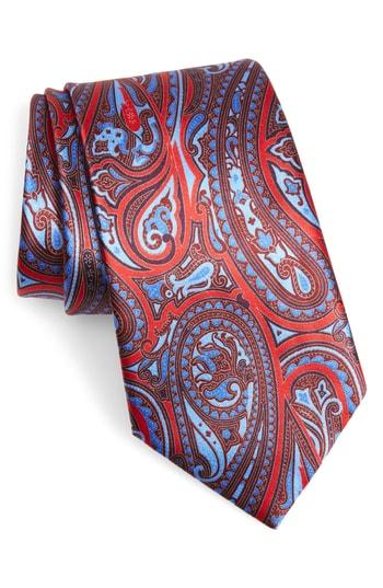 Men's Ermengildo Zegna Paisley Silk Tie, Size - Red