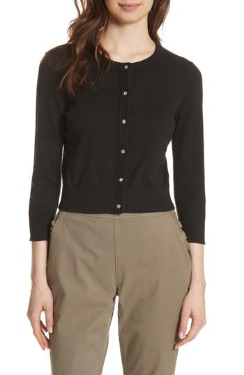 Women's Kate Spade New York Jewel Button Crop Cardigan, Size - Black