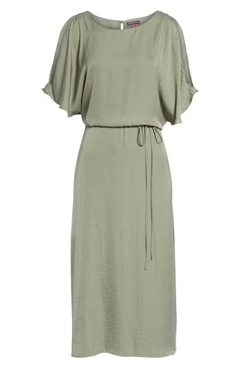 Women's Vince Camuto Cold Shoulder Rumpled Satin Dress - Green
