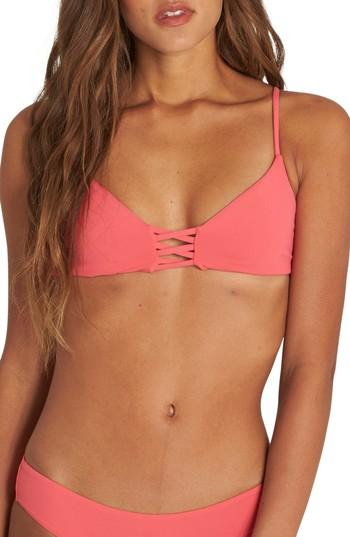 Women's Billabong Sol Searcher Trilet Bikini Top, Size D - Pink
