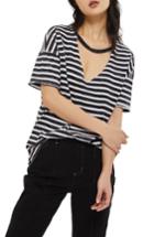 Women's Topshop Stripe Acid Choker Tee Us (fits Like 0-2) - Grey